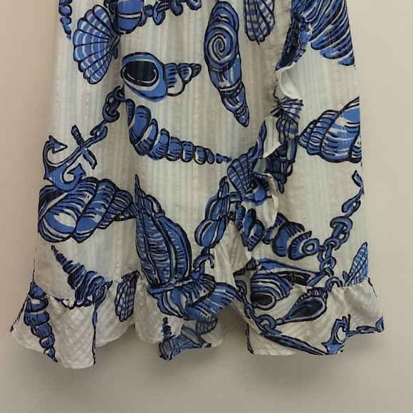 Lilly Pulitzer White and Blue Seashell Off Shoulder Dress - Picture 4 of 13